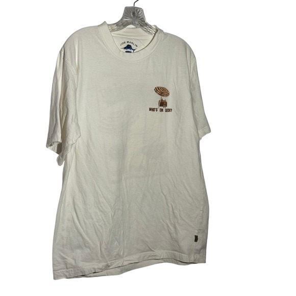 Joe Marlin Mens Graphic T Shirt Grilling Who's On Deck Beach Palm Tree Size L - Picture 2 of 6